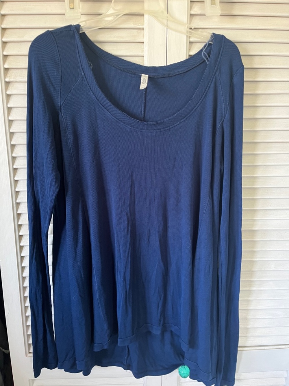 Free People Women's Long Sleeve Scoop Neck Top - Navy Blue